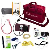 Kit De Enfermagem Com Medidor De Glicose Bordô P.A.Med