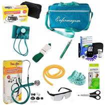 Kit De Enfermagem Com Medidor De Glicose Verde Premium