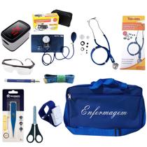 Kit de enfermagem com medidor de pressão oxímetro e bolsa