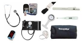 Kit De Enfermagem Completo Esfigmo, Rappaport, Oximetro LED, Garrote, Lanterna Bioland, Medidor De Glicose FREE - P, A, MED