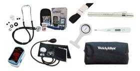 Kit De Enfermagem Completo Esfigmo, Rappaport, Oximetro LED, Garrote, Lanterna Bioland, Medidor De Glicose FREE