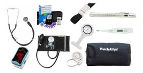 Kit De Enfermagem Completo Esfigmo, Rappaport, Oximetro LED, Garrote, Lanterna Bioland, Medidor De Glicose LITE - P, A, MED