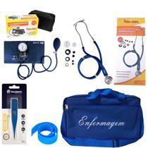 Kit de enfermagem esteto aparelho de pressão azul
