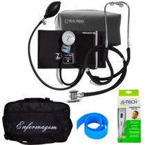 Kit de enfermagem esteto aparelho de pressão preto p.a med