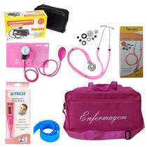 Kit de enfermagem esteto aparelho de pressão rosa - Premium