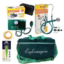 Kit De Enfermagem Esteto Aparelho De Pressão Verde