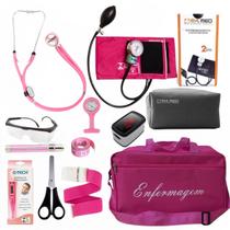 Kit de enfermagem pink com oxímetro e relógio