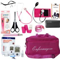 Kit de enfermagem pink pamed com esgimomanômetro e estetoscópio completo Kit de enfermagem pink pamed com esgimomanômetro e estetoscópio completo