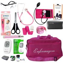 Kit de enfermagem pink pamed com esgimomanômetro e estetoscópio completo