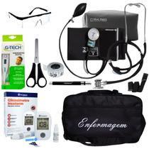 Kit de enfermagem preto p.a.med com esfigmomanômetro completo Kit de enfermagem preto p.a.med com esfigmomanômetro completo