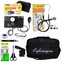 Kit De Enfermagem Preto Premium Com Medidor De Pressão Premium