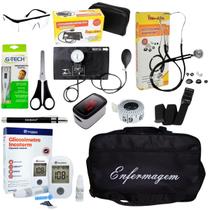 Kit de enfermagem Preto premium esfigmo e oxímetro