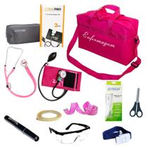 Kit De Enfermagem Rosa Pink Com Medidor De Pressão