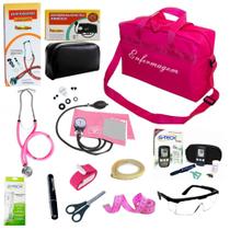 Kit de Enfermagem Rosa Premium com Glicossímetro