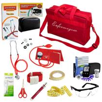 Kit de Enfermagem Rosa Premium com Glicosssimetro