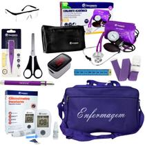 Kit de enfermagem roxo com oxímetro