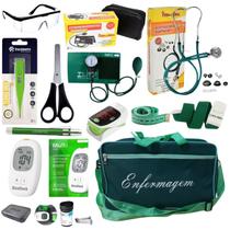 Kit de enfermagem verde premium com oxímetro
