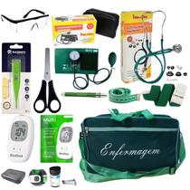 Kit de enfermagem verde premium esteto e esfigmo completo