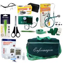 Kit de enfermagem verde premium esteto e esfigmo completo