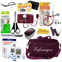 Kit De Enfermagem Vinho Completo Com Oxímetro
