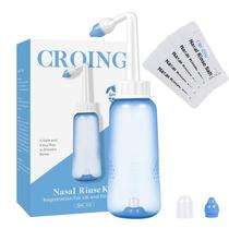 Kit de Enxágue Nasal Croing - Frasco de 300ml e 40 Sachês de Sal