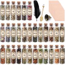 Kit de ervas para suprimentos de bruxaria, 30 garrafas com colher e sino