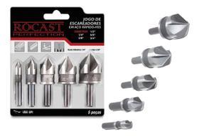 Kit de Escareadores P/ Madeira Metal Plastico-1/4 A 3/4-5 Pc - Rocast