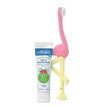 Kit de Escova de Dentes para Bebê Dr. Brown's com Pasta de Dente de Morango