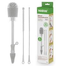 Kit de escova de limpeza Haakaa Silicone para garrafas e fendas Kit de escova de limpeza Haakaa Silicone para garrafas e fendas