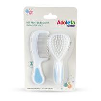 Kit de escova e pente infantil soft azul adoleta