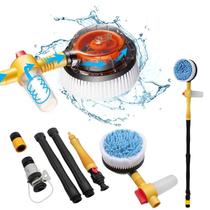 Kit de escova para lavagem de carros 3 em 1 com dispensador de sabão e mangueira alta pressão Kit de escova para lavagem de carros 3 em 1 com dispensador de sabão e mangueira alta pressão