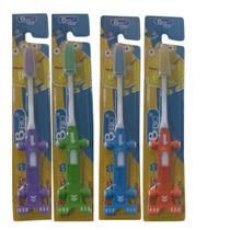 Kit de Escovas de dente Infantil 4 Unidades Menina Menino Desenhada A partir 2 ANOS Higiene Bucal