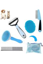 Kit de escovas para cães MASTER QUEEN 5 em 1 Grooming Comb azul