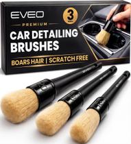 Kit de Escovas para Detalhamento Automotivo EVEO 3 Peças com Cerdas Macias de Pelo de Javali