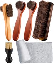 Kit de escovas para sapatos Youngjoy Horsehair Shine com pincel polonês Kit de escovas para sapatos Youngjoy Horsehair Shine com pincel polonês