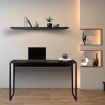 Kit de Escrivaninha 90x50 e Prateleira 90x30 Preta Design Moderno para Seu Home Office Kit de Escrivaninha 90x50 e Prateleira 90x30 Preta Design Moderno para Seu Home Office