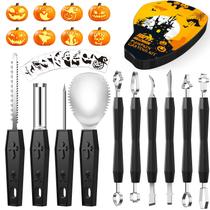 Kit de escultura de abóbora BOMIER 25PCS com estênceis para o Halloween