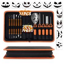 Kit de escultura de abóbora de Halloween ENVEL com 10 estênceis e 11 ferramentas Kit de escultura de abóbora de Halloween ENVEL com 10 estênceis e 11 ferramentas