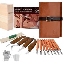 Kit de escultura em madeira IMYMEE Deluxe com estojo de couro para adultos