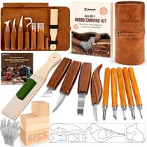 Kit de Escultura em Madeira K KERNOWO com 24 Peças, Bolsa e Moldes Kit de Escultura em Madeira K KERNOWO com 24 Peças, Bolsa e Moldes