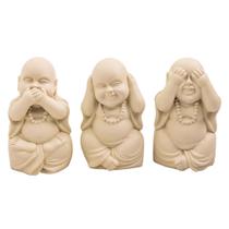 Kit De Esculturas Em Cimento Para Decoração Budas Surdo Cego Mudo Chique