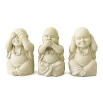 Kit de Esculturas Três Budas Sábios Decorativas em Cimento 3pçs