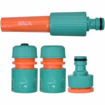 Kit De Esguicho E Conexões Para Mangueira 4 Peças Kala Com Esguicho Ajustável 5" Kit De Esguicho E Conexões Para Mangueira 4 Peças Kala Com Esguicho Ajustável 5"