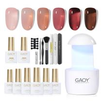 Kit de esmalte de gel GAOY com luz UV de 6 cores para iniciantes Kit de esmalte de gel GAOY com luz UV de 6 cores para iniciantes