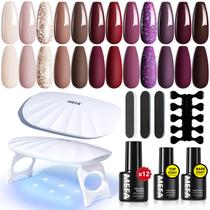 Kit de esmalte de gel MEFA 12 cores com luz ultravioleta de 7 ml de outono Kit de esmalte de gel MEFA 12 cores com luz ultravioleta de 7 ml de outono