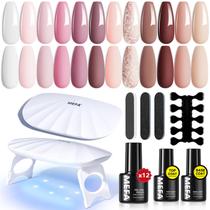 Kit de esmalte de gel MEFA, 19 unidades com luz UV, 12 cores, 6 W Kit de esmalte de gel MEFA, 19 unidades com luz UV, 12 cores, 6 W