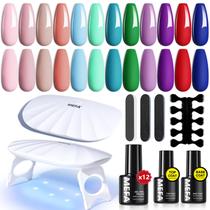 Kit de esmalte de gel MEFA com luz UV 12 cores +19 unidades Kit de esmalte de gel MEFA com luz UV 12 cores +19 unidades