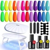 Kit de esmalte de gel MEFA de 12 cores com luz UV, conjunto de 19 unidades Kit de esmalte de gel MEFA de 12 cores com luz UV, conjunto de 19 unidades