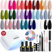 Kit de esmalte de gel MEFA de 20 cores com luz UV, conjunto de 34 unidades Kit de esmalte de gel MEFA de 20 cores com luz UV, conjunto de 34 unidades