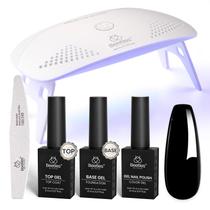 Kit de esmalte de gel para unhas Beetles Black com luz UV, 5 unidades Kit de esmalte de gel para unhas Beetles Black com luz UV, 5 unidades